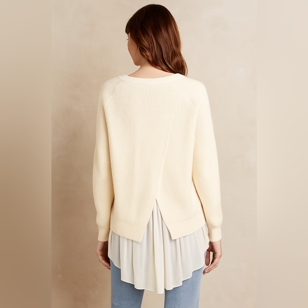 AEFFE Spa split back sweater with shear accordion fabric detail size 2